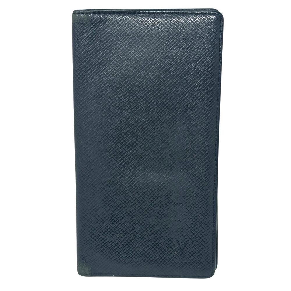 Louis Vuitton LV Taiga Leather Portefeuille Brazza Ardoise Men's Wallet Black